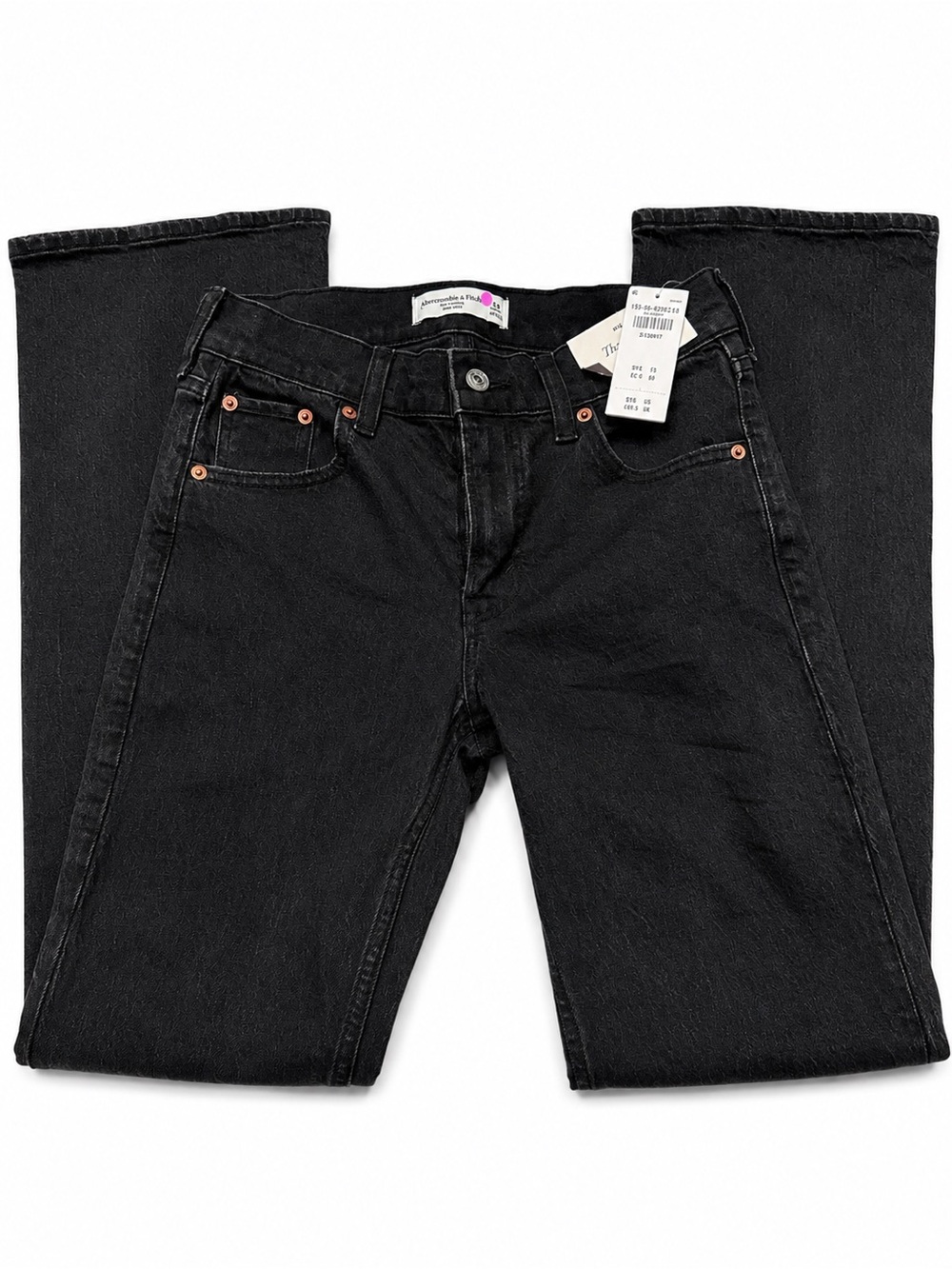 NWT Abercrombie & Fitch The Bootcut Black Jeans Mid Rise Y2K 90s Size 24 Short